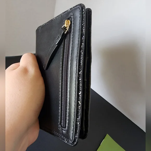 ✨️NWT✨️ Kate Spade Glitter Seton Drive Tellie Black Compact Bifold Wallet, 2018 - Picture 5 of 9
